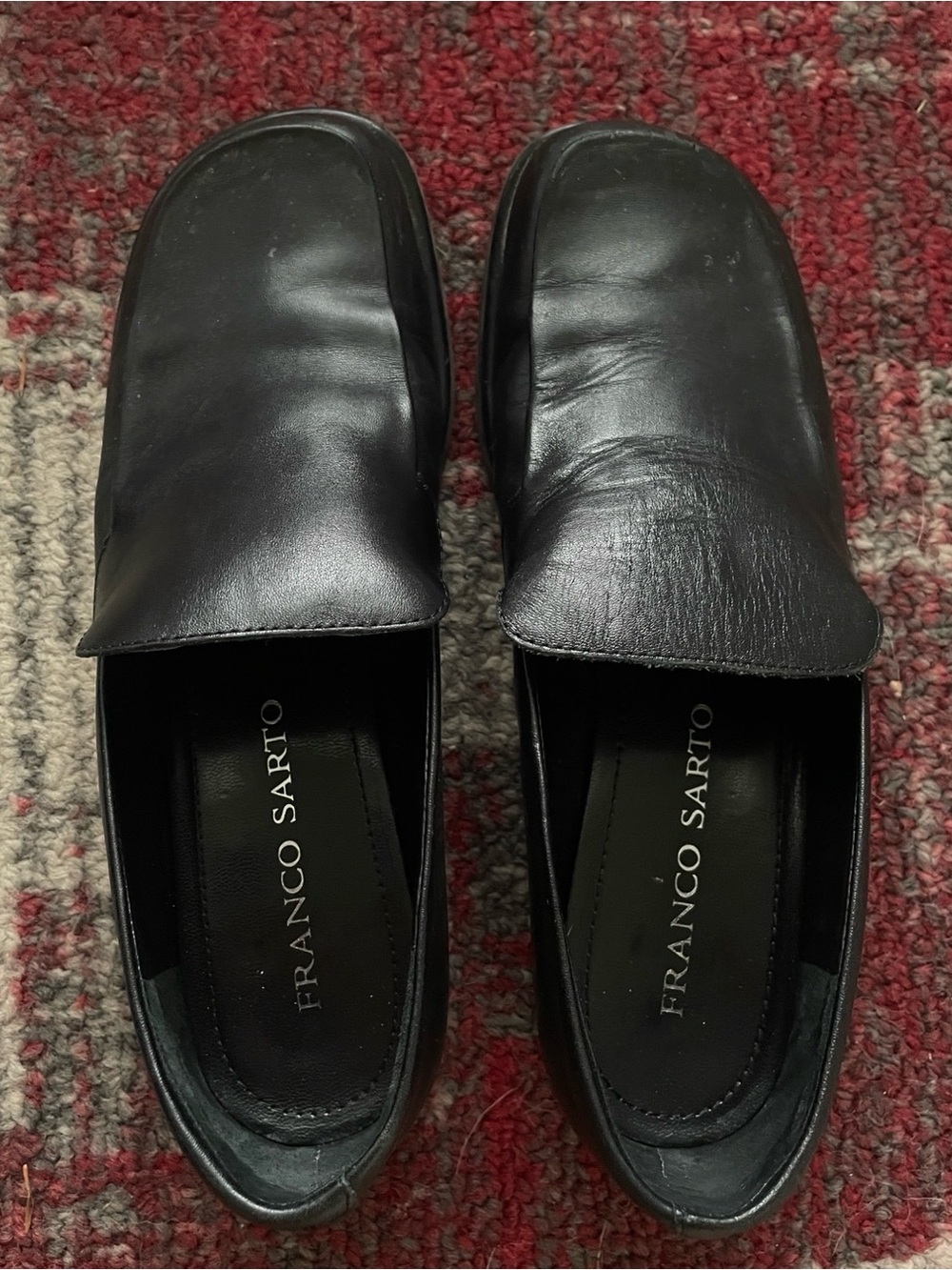 Franco Sarto Black Leather Slip-On Loafers